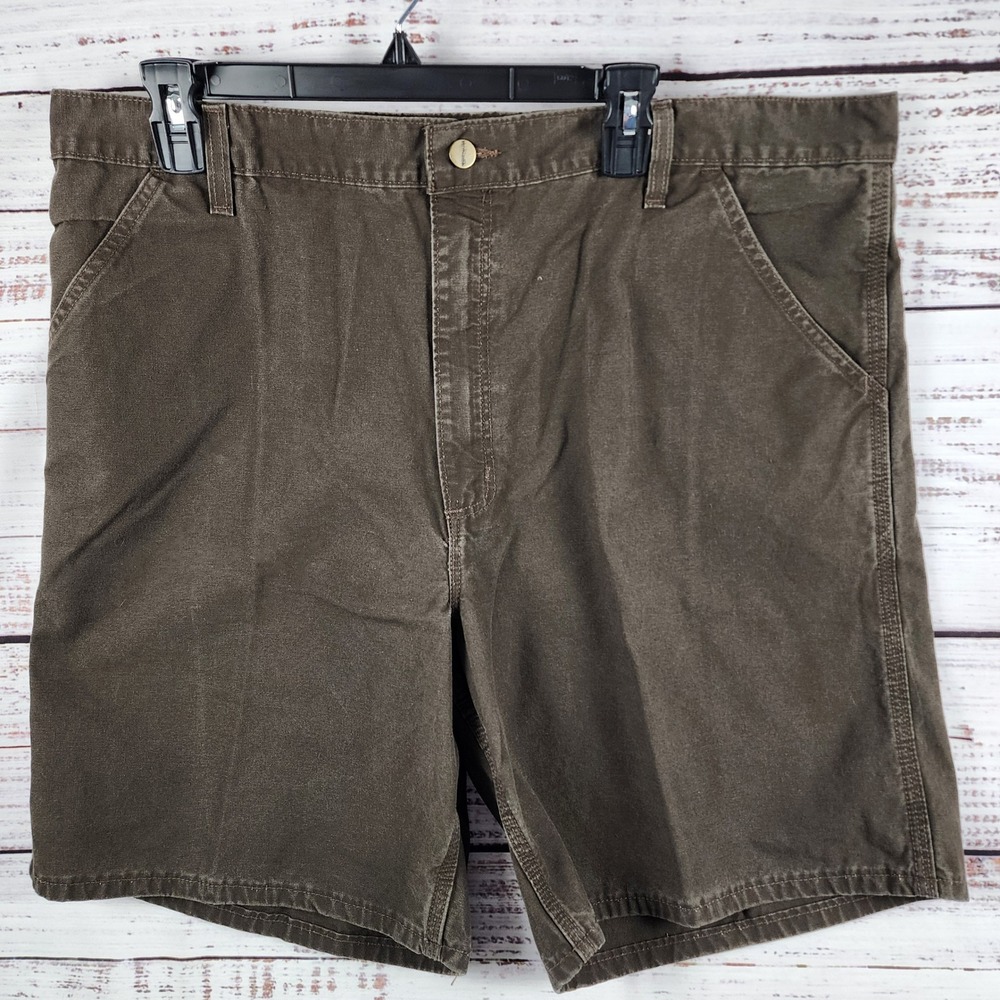 Carhartt B125 TMB Canvas Work Shorts 42 Relaxed Fit Timber Brown